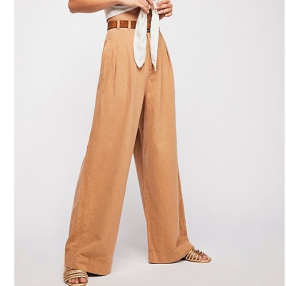Rise Linen Pleated Flare Leg Pant 